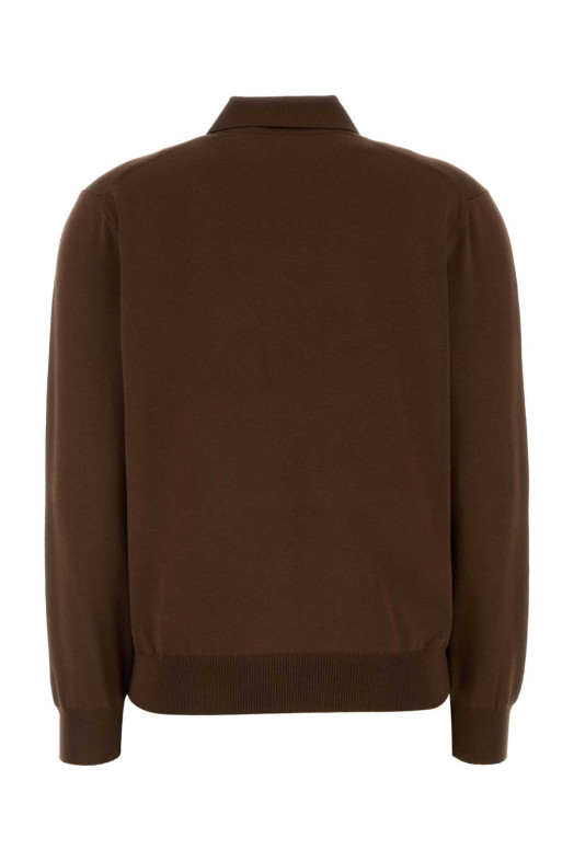 Brown silk blend polo shirt PRADA (P24B3CSOOO19DA)