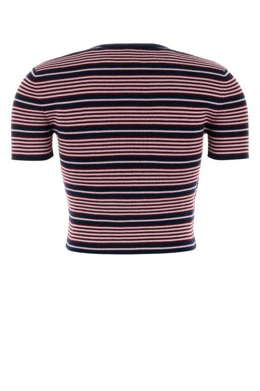 Embroidered cotton blend t-shirt PRADA (P24B3ESOOO19IM)