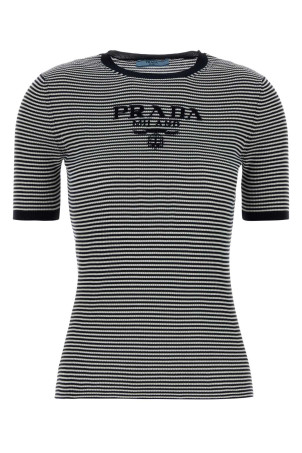 Embroidered silk t-shirt PRADA (P24T1FSWMO19BV)