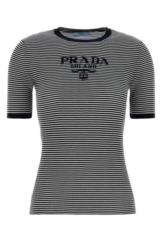 Embroidered silk t-shirt PRADA (P24T1FSWMO19BV)
