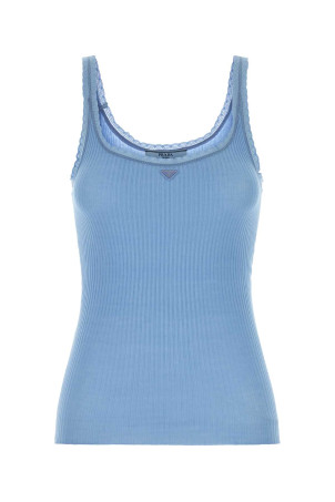 Light blue cotton tank top PRADA (P29B82SOOO17LA)