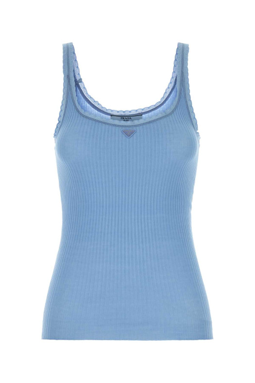 Light blue cotton tank top PRADA (P29B82SOOO17LA)