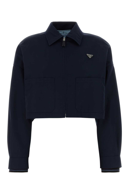 Dark blue poplin jacket Blue PRADA (P536OGSOOO187P)