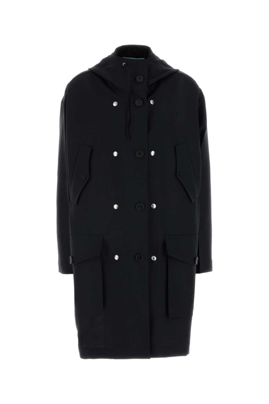 Navy blue mohair blend overcoat Blue PRADA (P620TSOOO19CY)