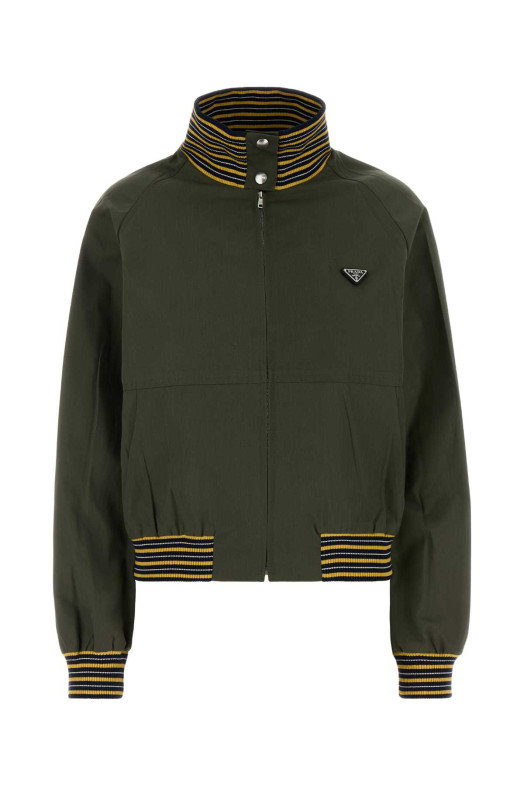 Army green poplin bomber jacket PRADA (P8032SOOO187P)