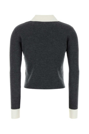 Dark grey stretch wool blend cardigan Gray SELF PORTRAIT (PF25048CGR)