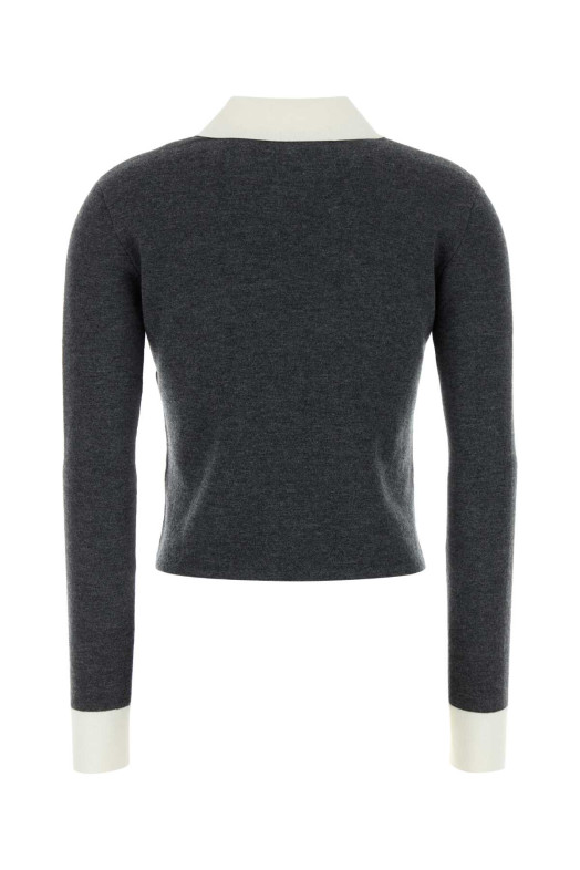 Dark grey stretch wool blend cardigan Gray SELF PORTRAIT (PF25048CGR)