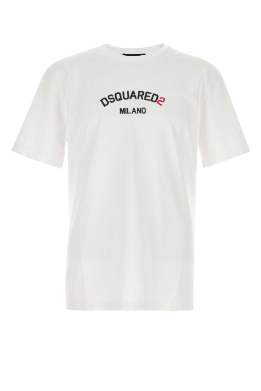 White cotton t-shirt White DSQUARED (S71GD1631D20020)