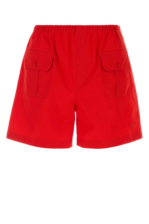 Red cotton bermuda shorts PRADA (SPH538SOOO18ZI)