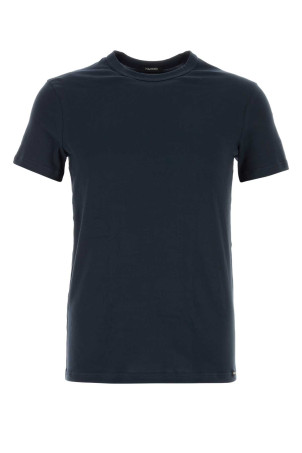 Navy blue stretch cotton blend t-shirt TOM FORD (T4M081040)
