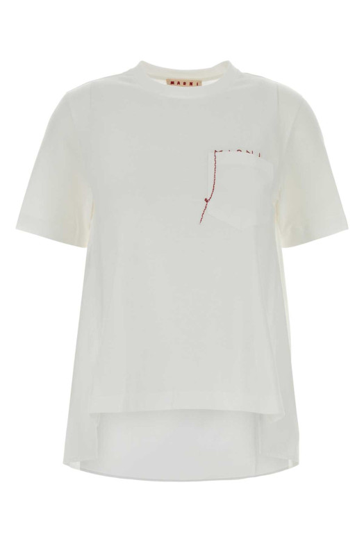 White jersey and poplin t-shirt White MARNI (THJE0378QSUTC446)