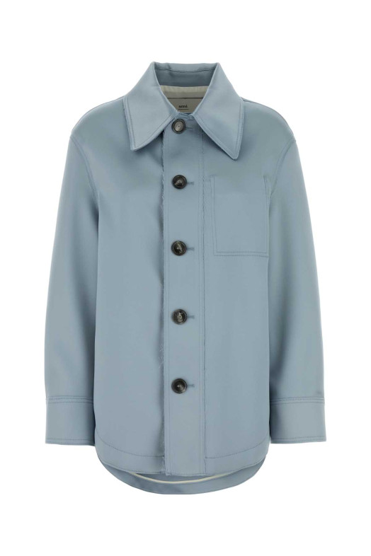 Light blue stretch polyester jacket AMI (UJK824PL0035)