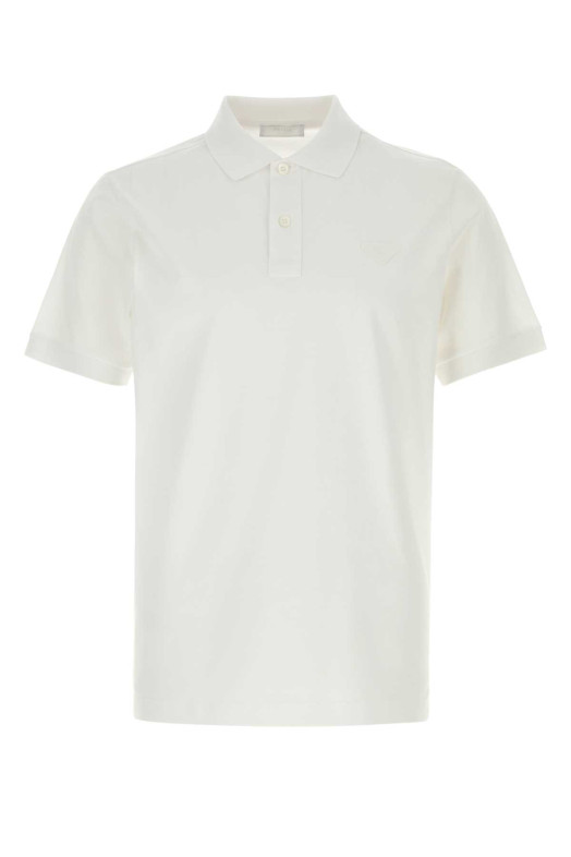 White piquet polo shirt Black PRADA (UJN444SWEO1867)