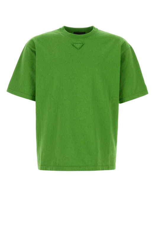Grass green cotton t-shirt PRADA (UJN986SOOO187B)