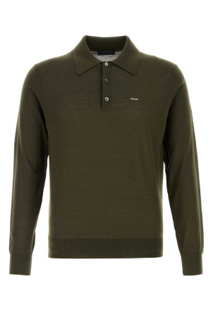 Olive green wool polo shirt PRADA (UMF147SOOO18DY)