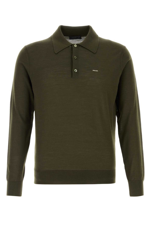 Olive green wool polo shirt PRADA (UMF147SOOO18DY)