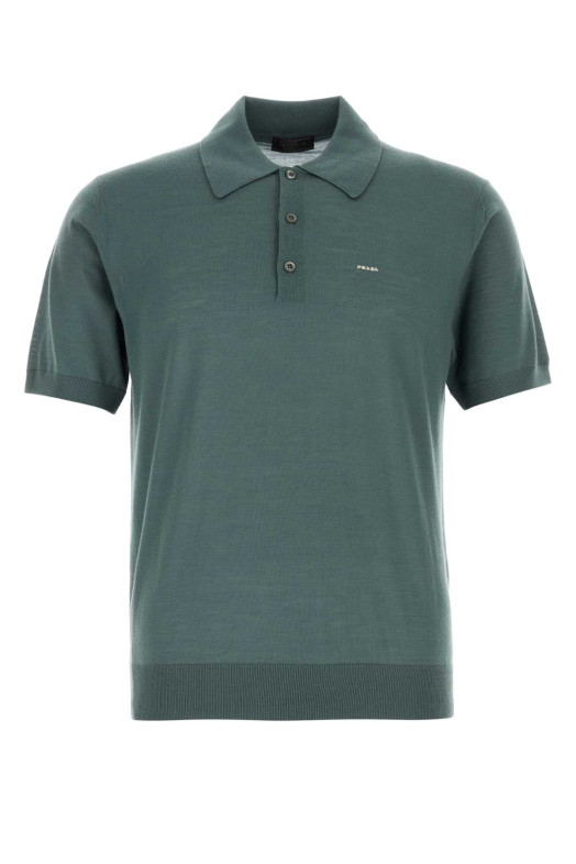 Dark green wool polo shirt PRADA (UMF148SOOO18DY)