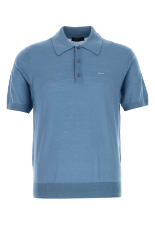 Cerulean blue wool polo shirt PRADA (UMF148SOOO18DY)