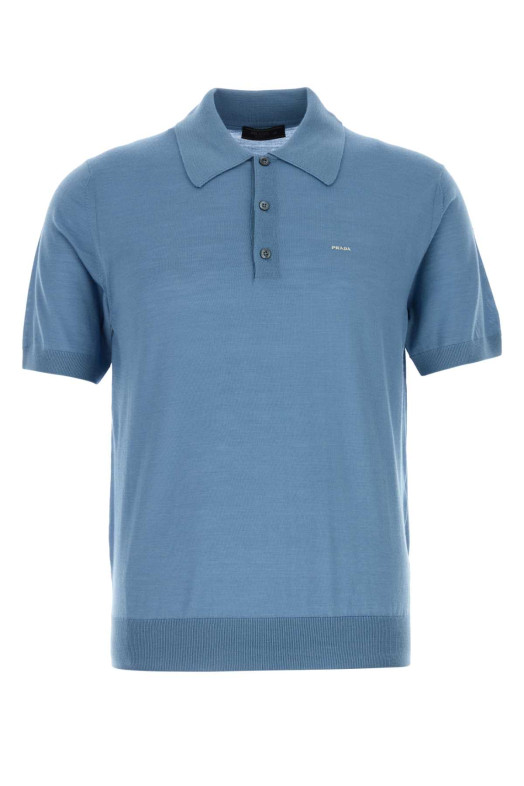 Cerulean blue wool polo shirt PRADA (UMF148SOOO18DY)