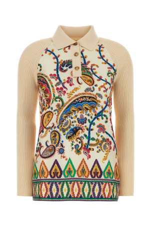 Ivory knit and silk polo shirt ETRO (WRKN0008AV835)