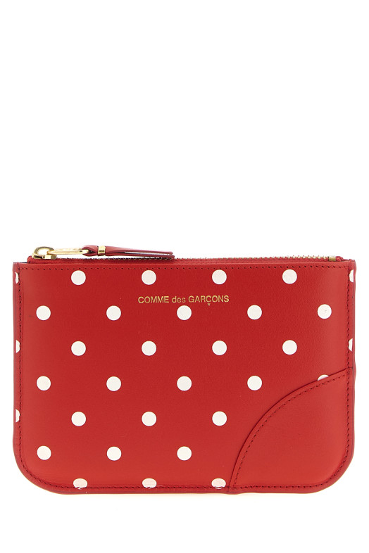 Polka Dots Printed card holder Red