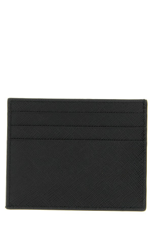 Logo leather card holder Black
