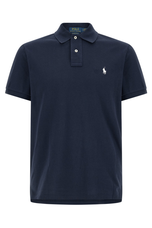 Logo embroidery polo shirt Blue
