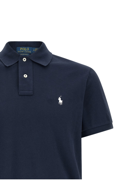 Logo embroidery polo shirt Blue