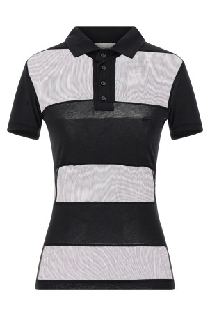‘Sheer Striped’ polo shirt Black