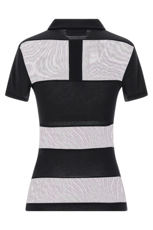 ‘Sheer Striped’ polo shirt Black