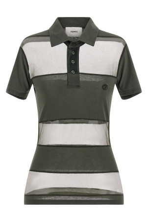 'Sheer Striped' polo shirt Green