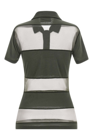 'Sheer Striped' polo shirt Green