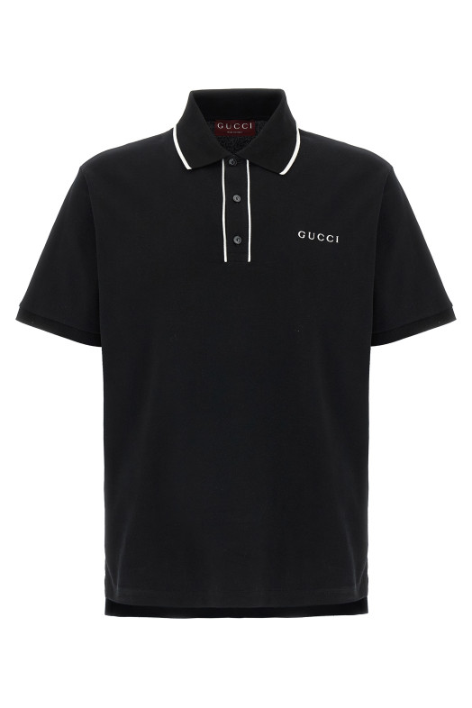 Logo embroidery polo shirt Black-grey