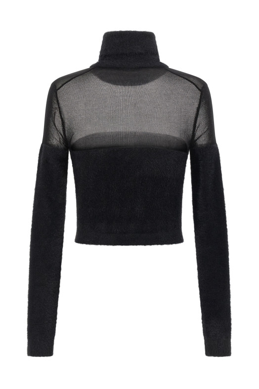 Brushed insert turtleneck sweater Black