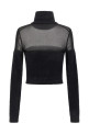 Brushed insert turtleneck sweater Black