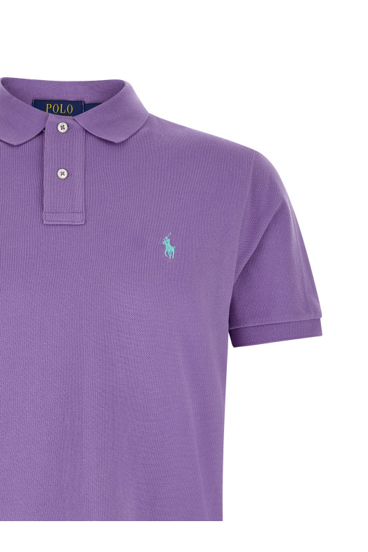 Logo embroidery polo shirt Purple