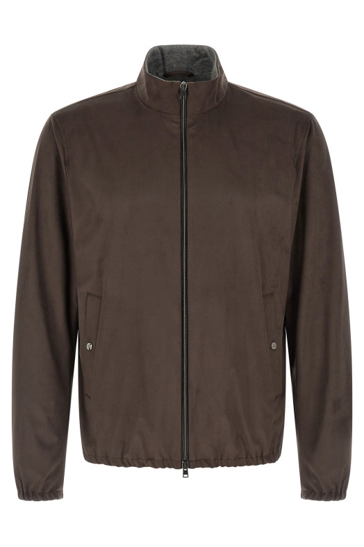 Suede effect jacket Brown