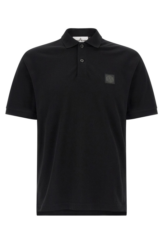 'Compass' logo polo shirt Black