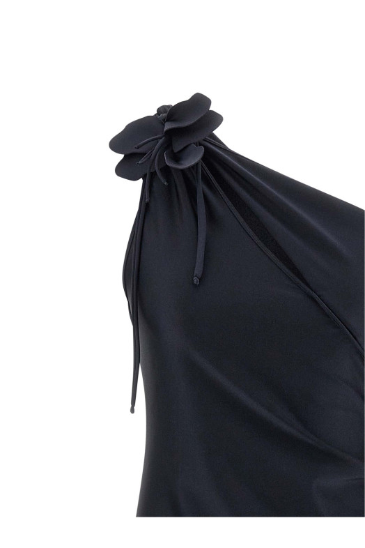 'Asymmetric Mini Flower' dress Black