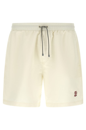 Logo embroidery swimsuit White