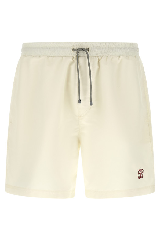 Logo embroidery swimsuit White