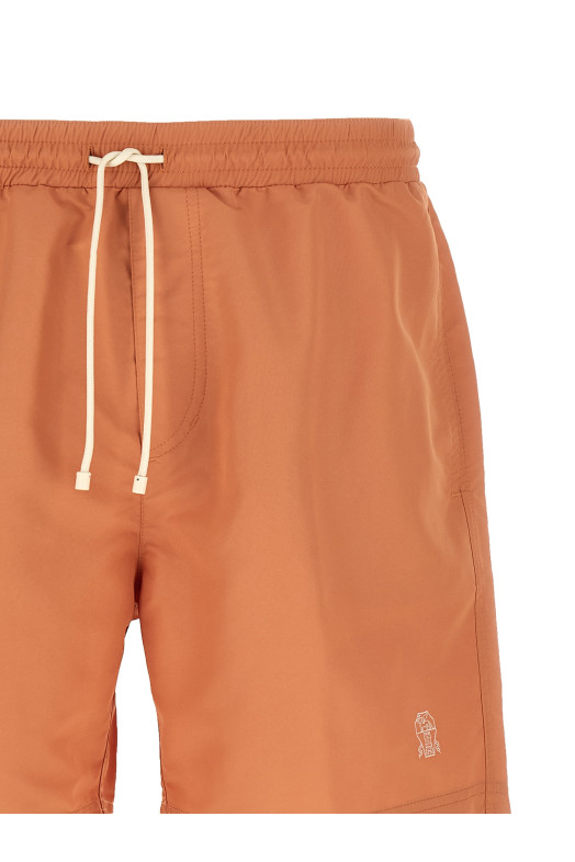 Logo embroidery swimsuit orange