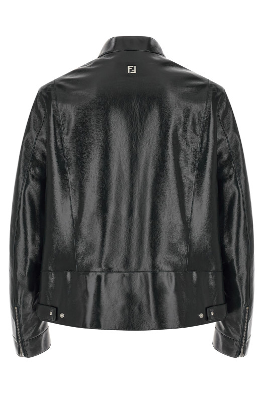 Lacquered leather blouson Blue