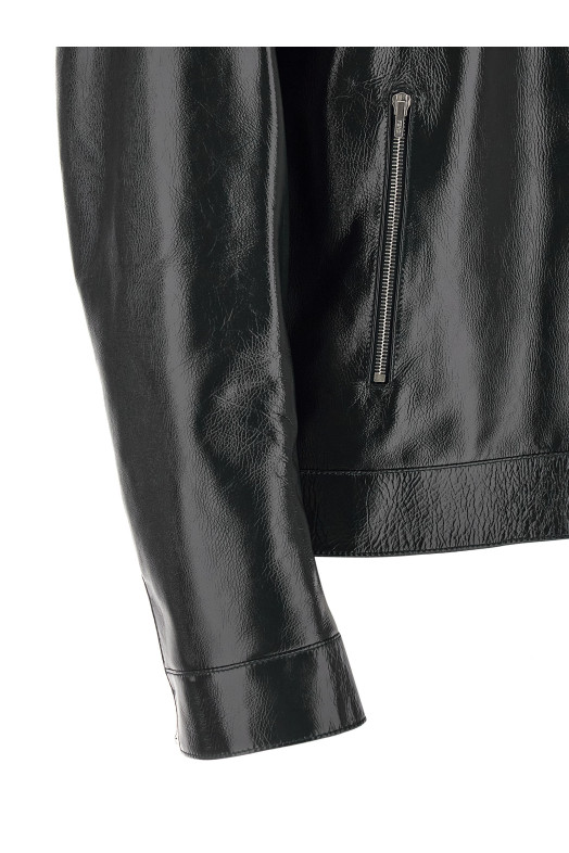 Lacquered leather blouson Blue