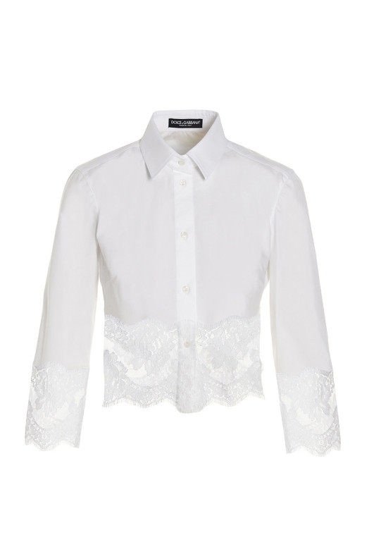 Кружевная рубашка, белая DOLCE & GABBANA F5Q65TFUEEEW0800
