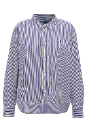 Striped and logo shirt Blue