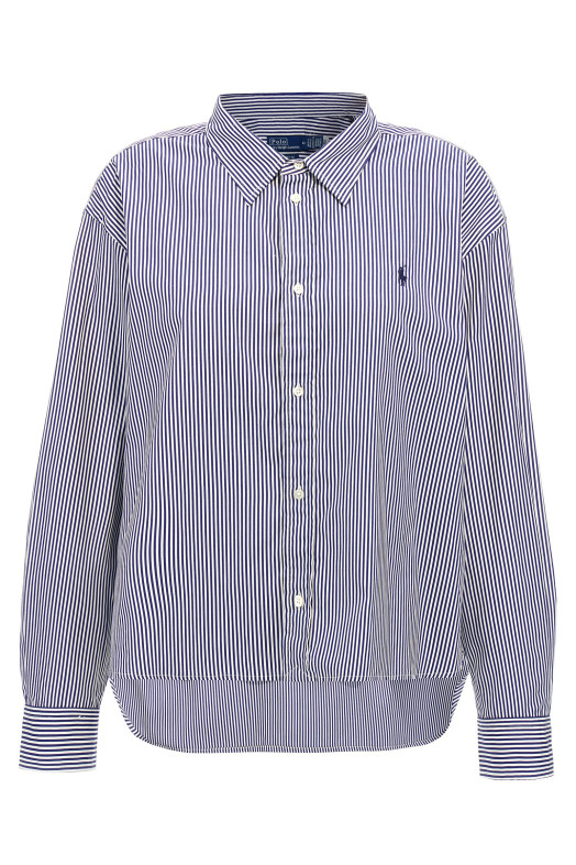 Striped and logo shirt Blue