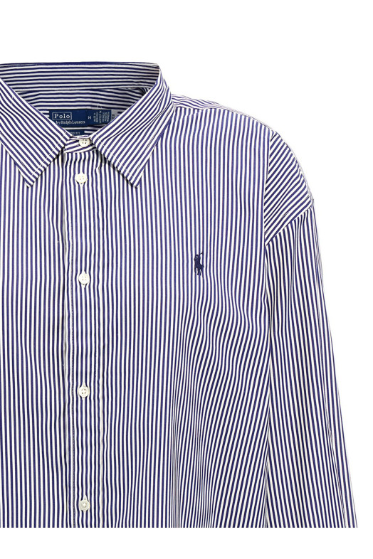 Striped and logo shirt Blue