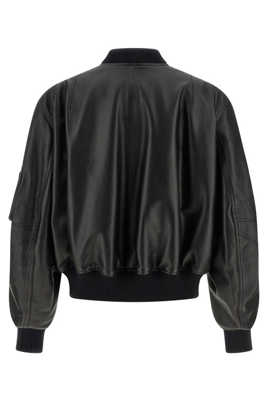 Leather bomber jacket Black