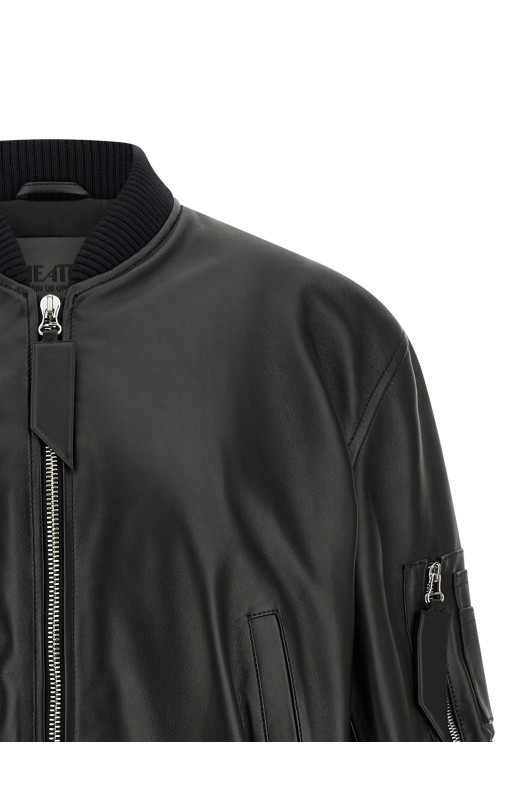 Leather bomber jacket Black